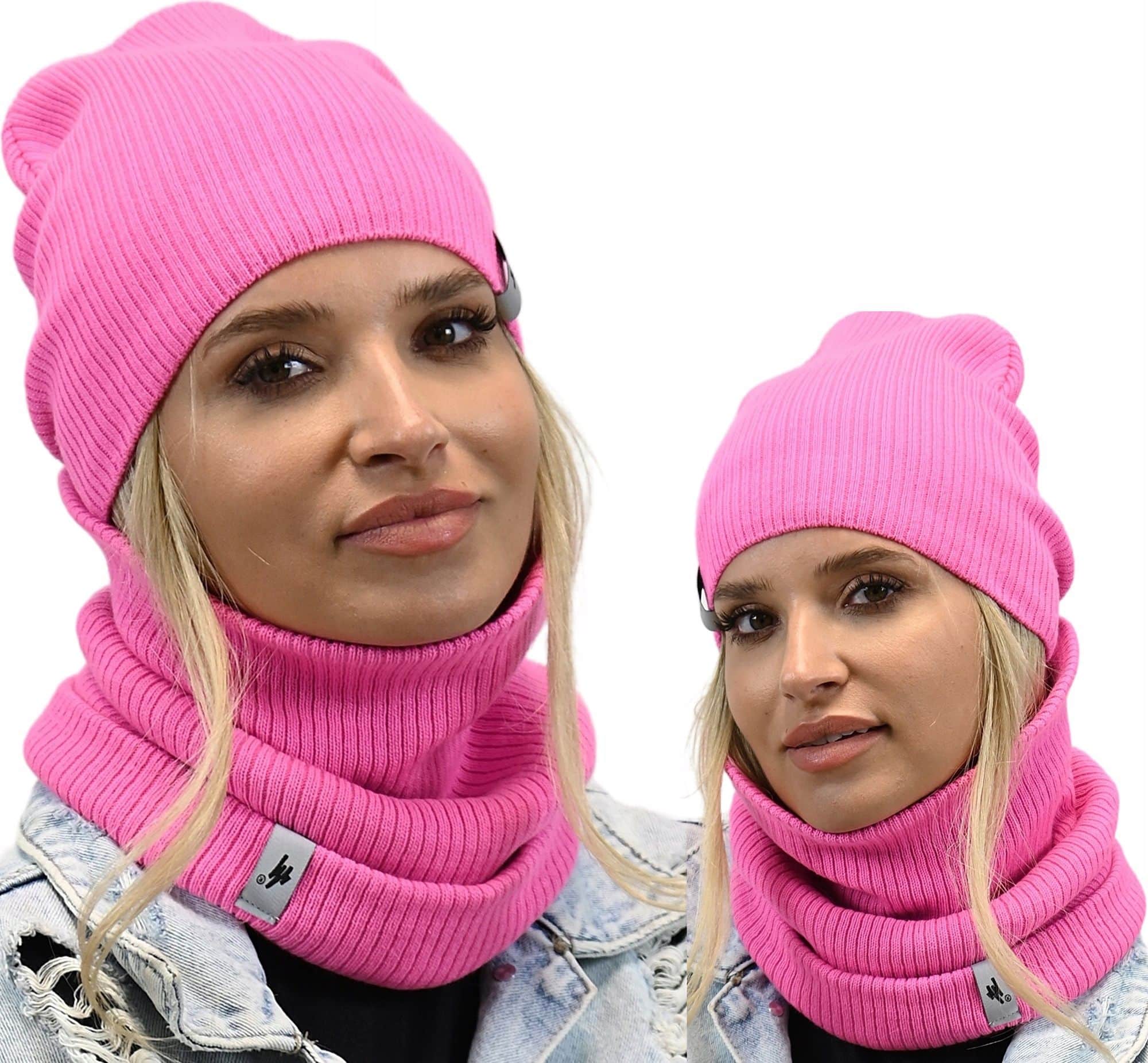 polski KOMPLET CZAPKA Z KOMINEM na zimę beanie szalik tuba ZESTAW prezent