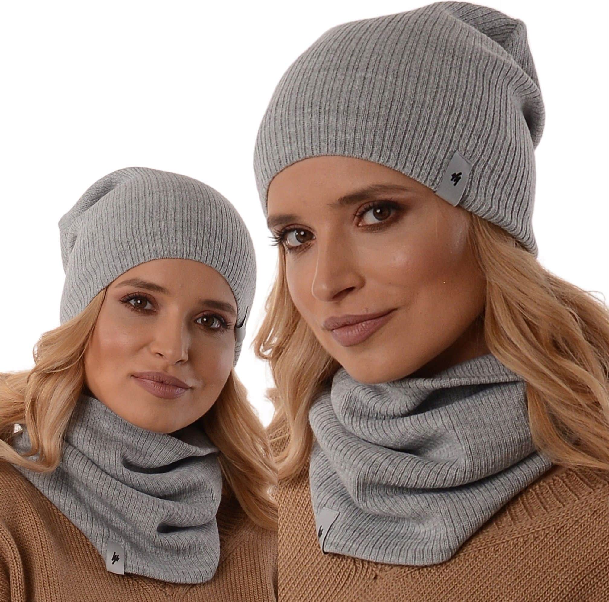CZAPKA komplet zestaw damski KOMIN zimowy tuba beanie polski producent