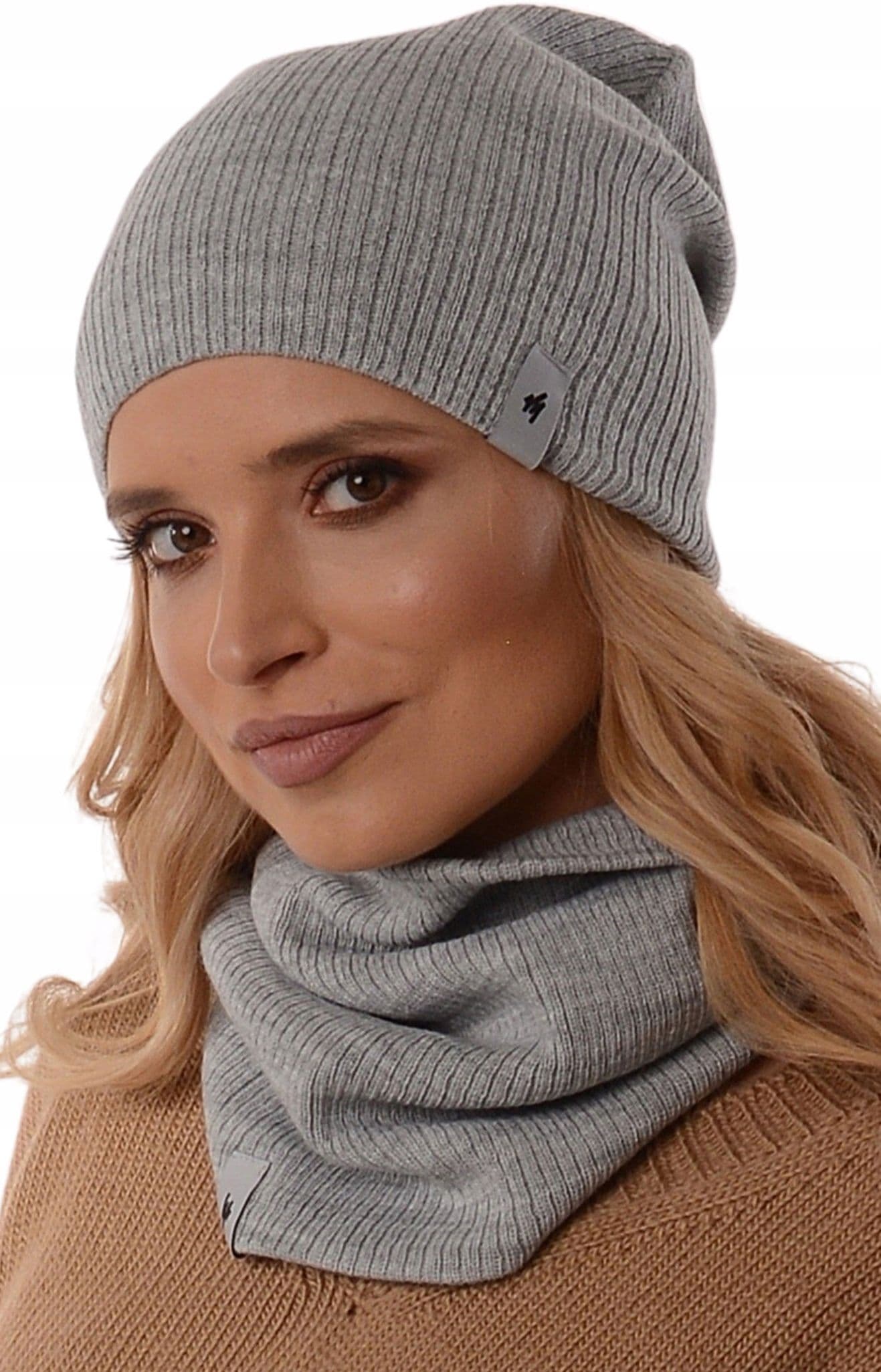 CZAPKA komplet zestaw damski KOMIN zimowy tuba beanie polski producent