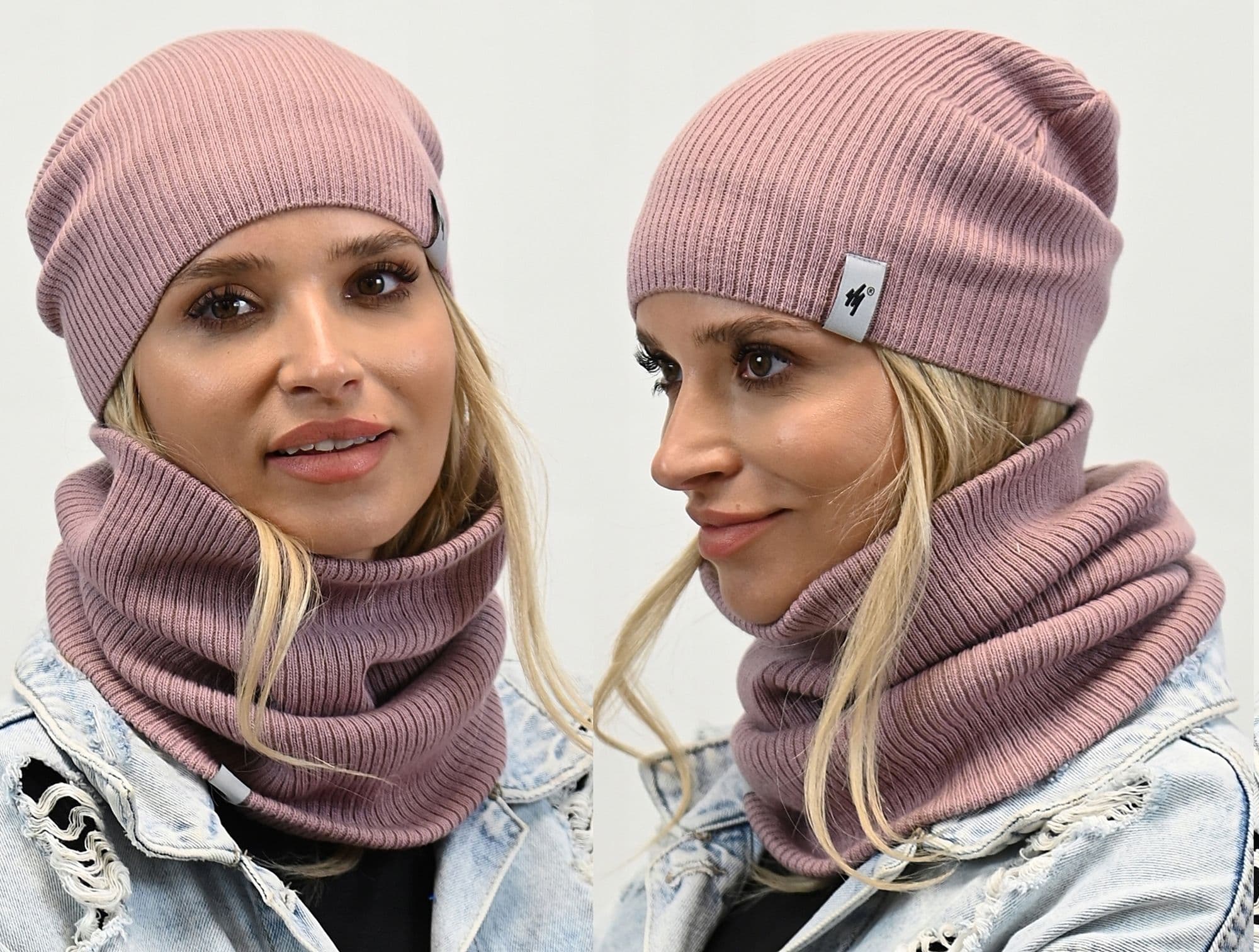 Damski Zestaw CZAPKA Z KOMINEM na zimę POLSKI komplet beanie tuba