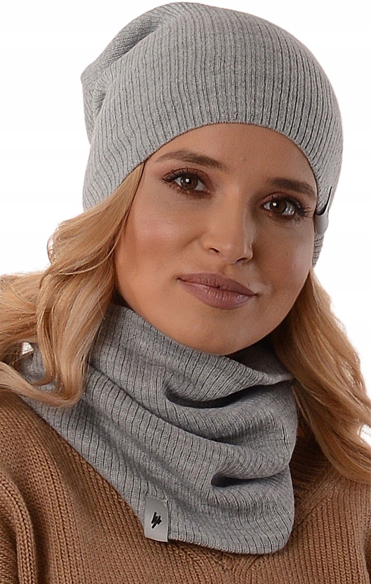 CZAPKA komplet zestaw damski KOMIN zimowy tuba beanie polski producent