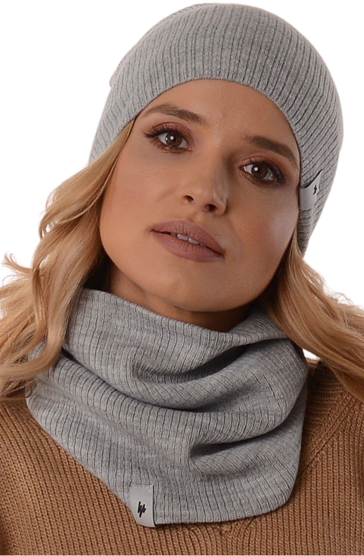 CZAPKA komplet zestaw damski KOMIN zimowy tuba beanie polski producent