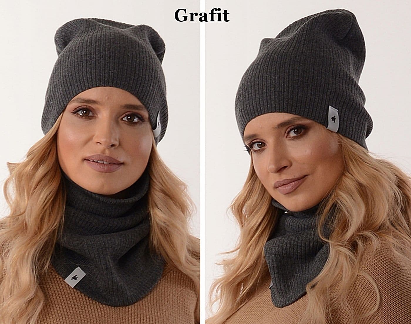 komplet zestaw zimowy CZAPKA damska KOMIN tuba beanie polski producent