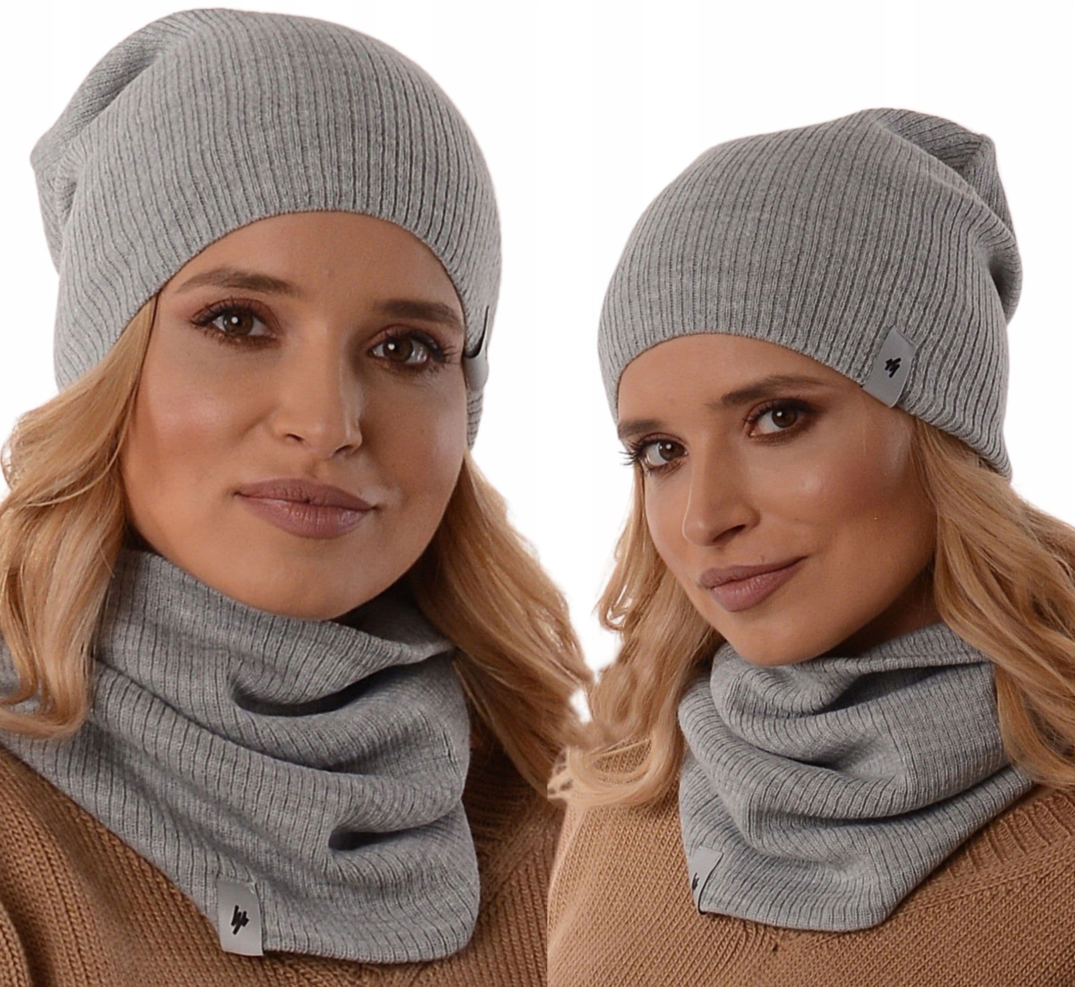 CZAPKA komplet zestaw damski KOMIN zimowy tuba beanie polski producent