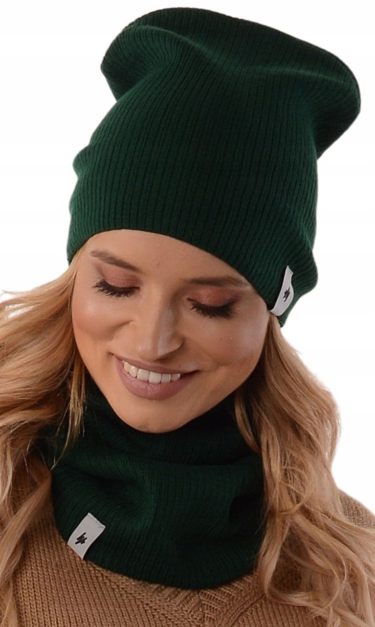 CZAPKA Z KOMINEM Damski KOMPLET polski producenta szalik tuba beanie