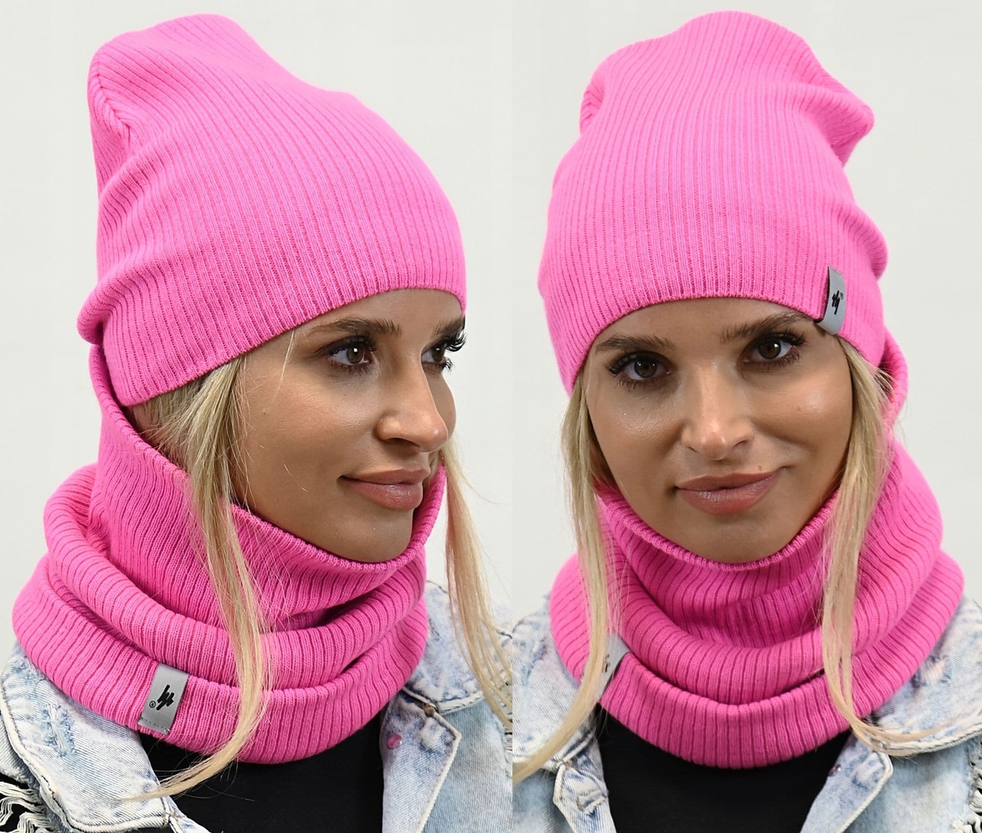 polski KOMPLET CZAPKA Z KOMINEM na zimę beanie szalik tuba ZESTAW prezent