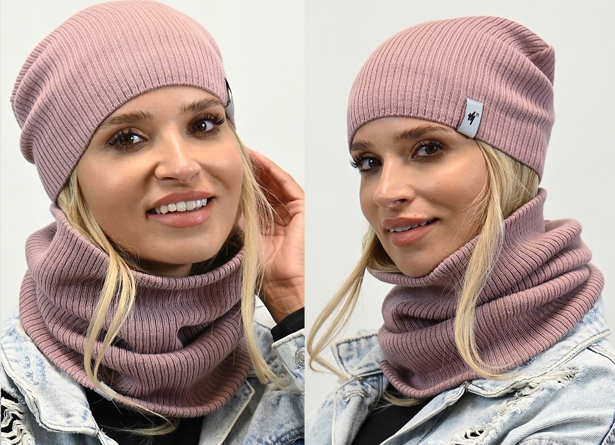 Damski Zestaw CZAPKA Z KOMINEM na zimę POLSKI komplet beanie tuba