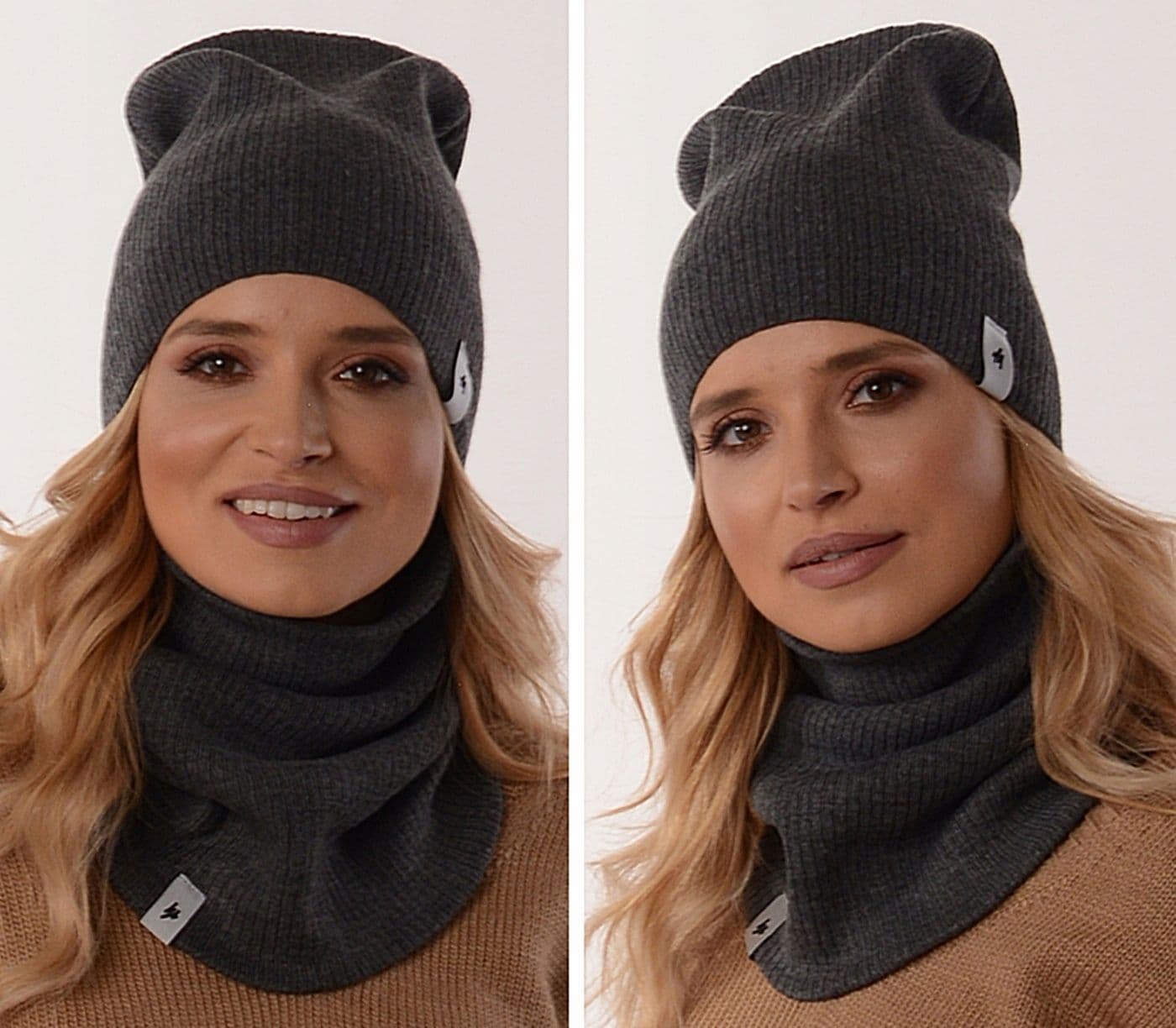 komplet zestaw zimowy CZAPKA damska KOMIN tuba beanie polski producent
