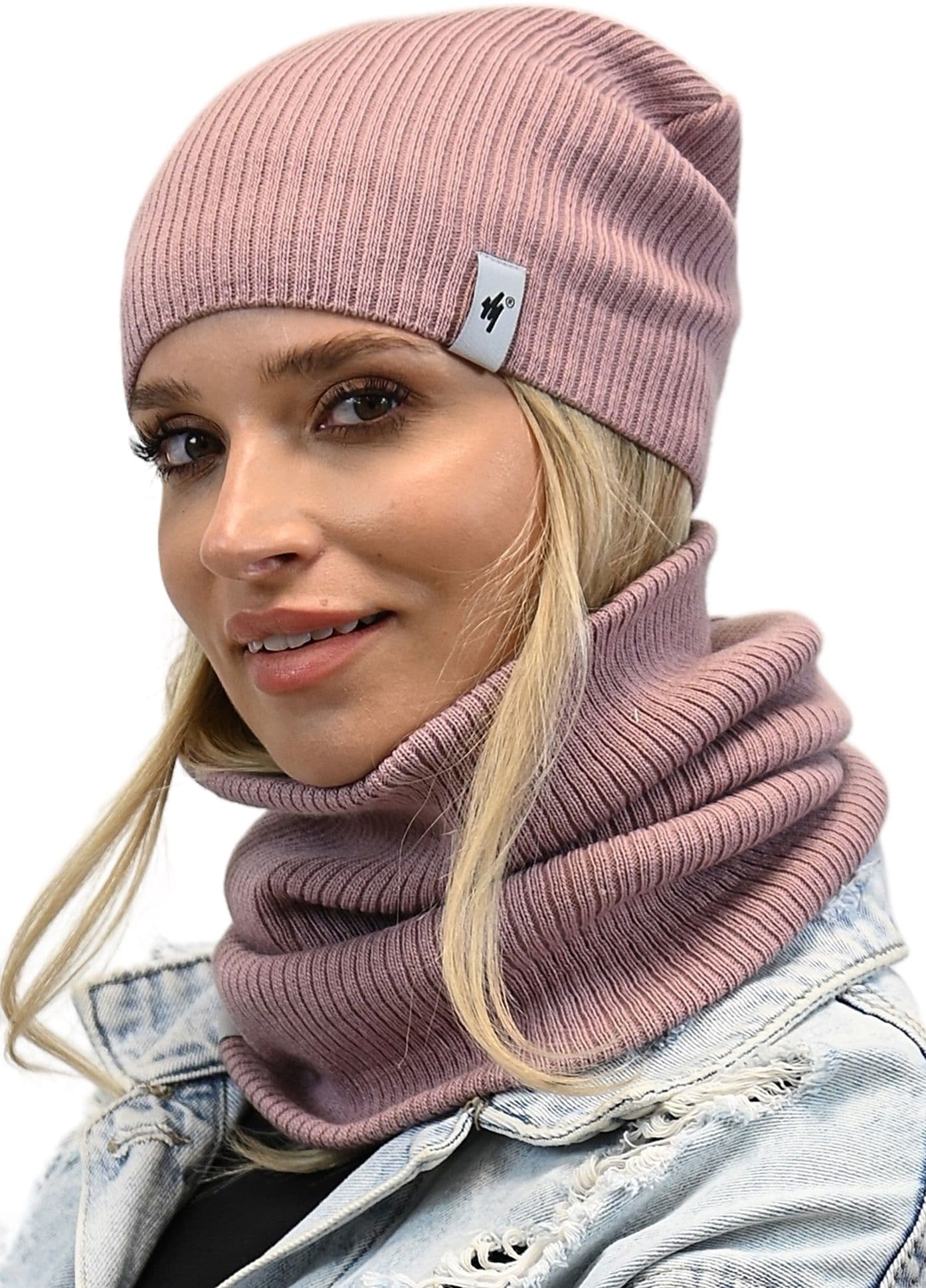 Damski Zestaw CZAPKA Z KOMINEM na zimę POLSKI komplet beanie tuba