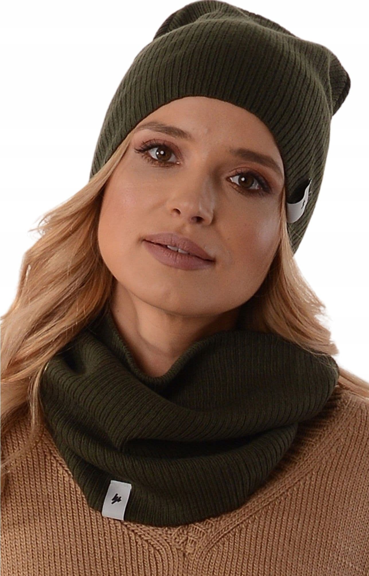 Damski KOMPLET CZAPKA Z KOMINEM polski producenta szalik tuba beanie