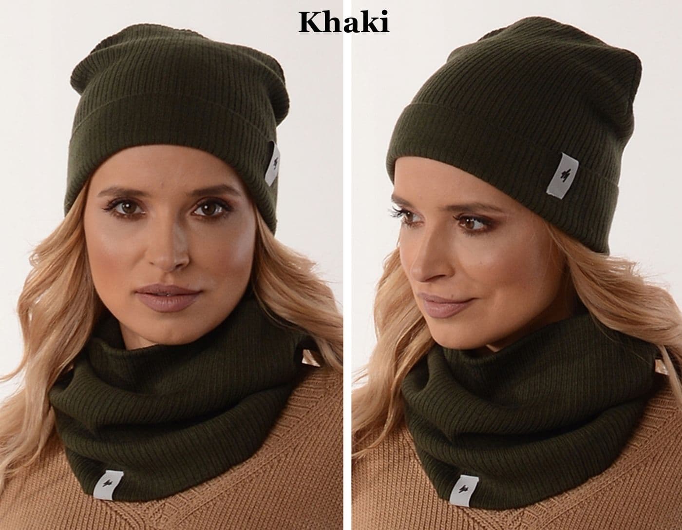 Damski KOMPLET CZAPKA Z KOMINEM polski producenta szalik tuba beanie
