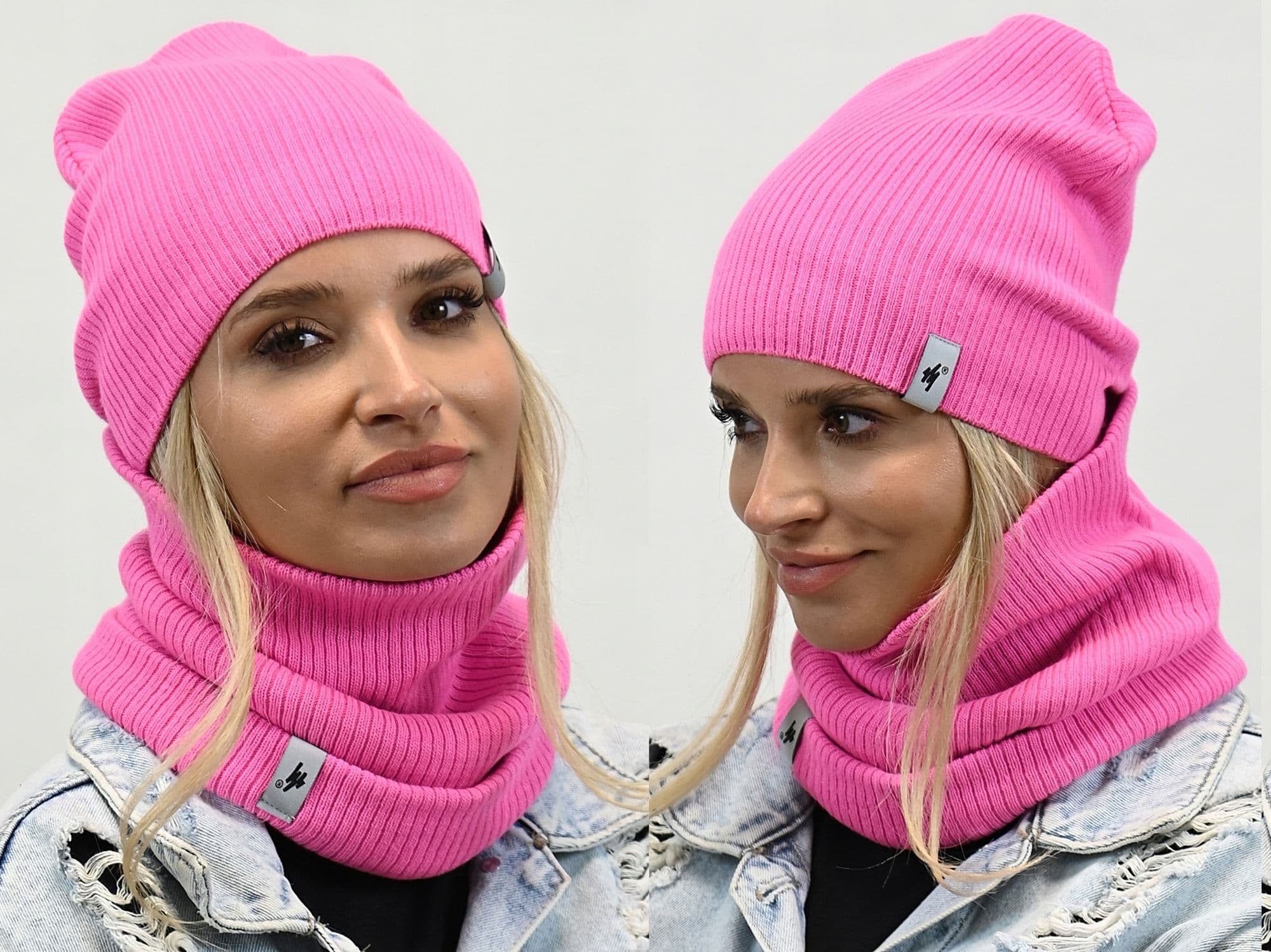 polski KOMPLET CZAPKA Z KOMINEM na zimę beanie szalik tuba ZESTAW prezent