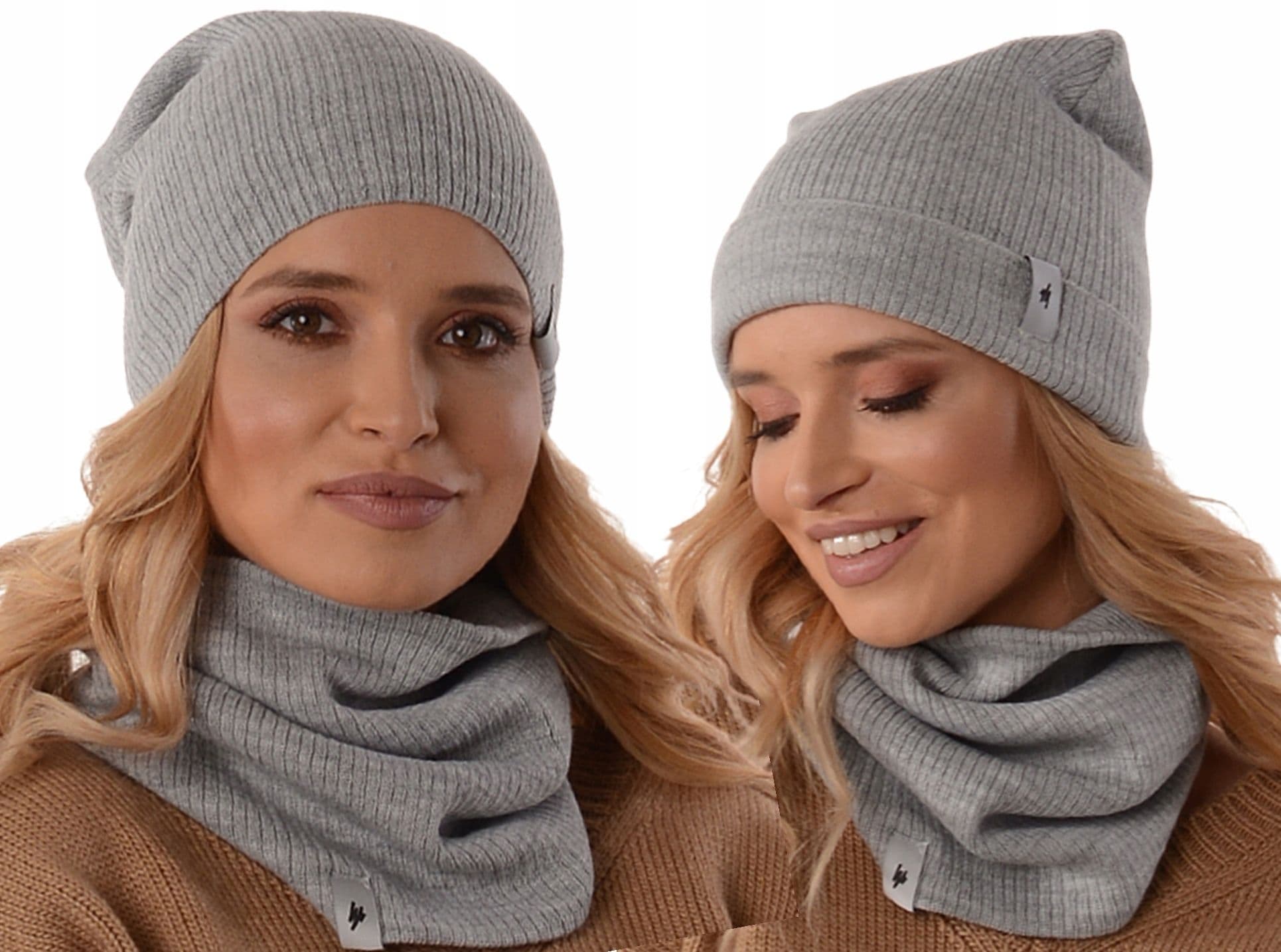 CZAPKA komplet zestaw damski KOMIN zimowy tuba beanie polski producent