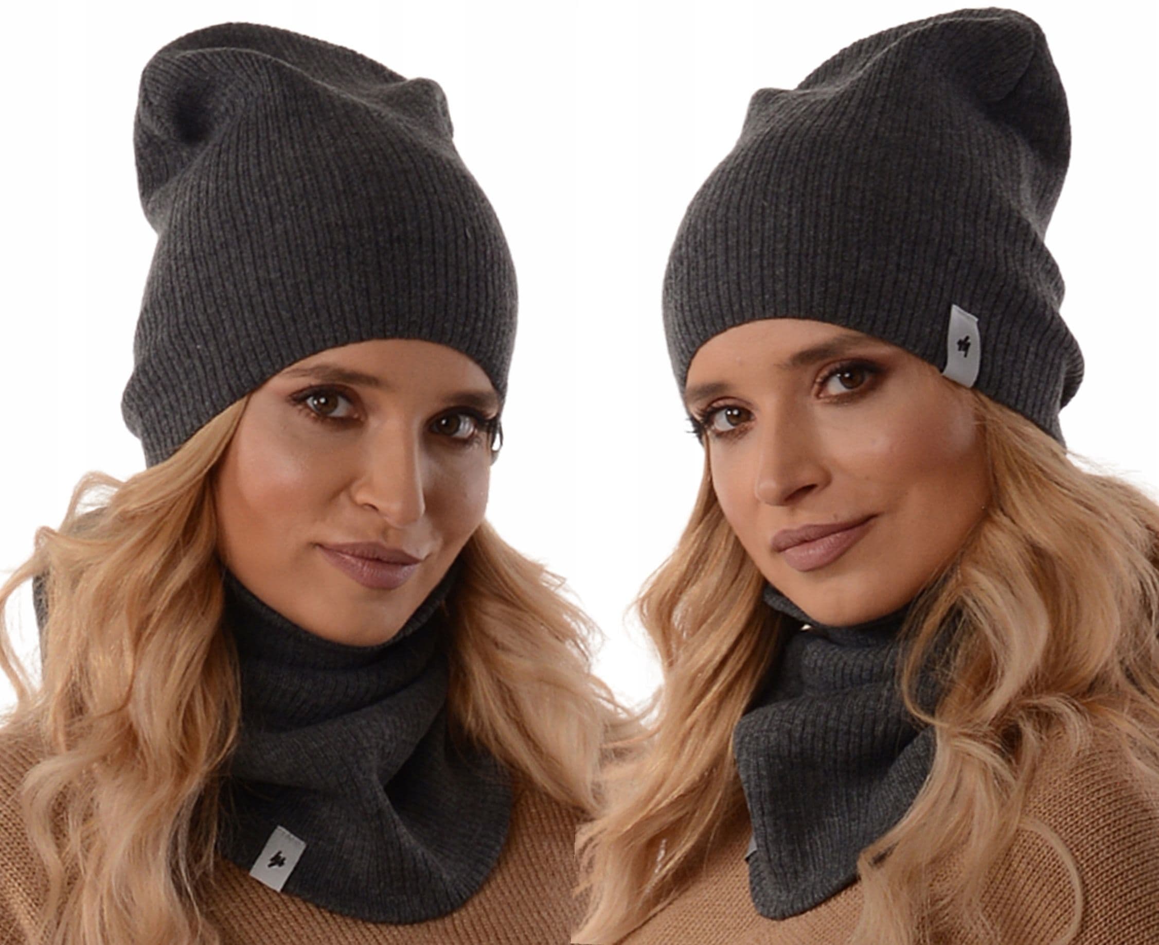 komplet zestaw zimowy CZAPKA damska KOMIN tuba beanie polski producent