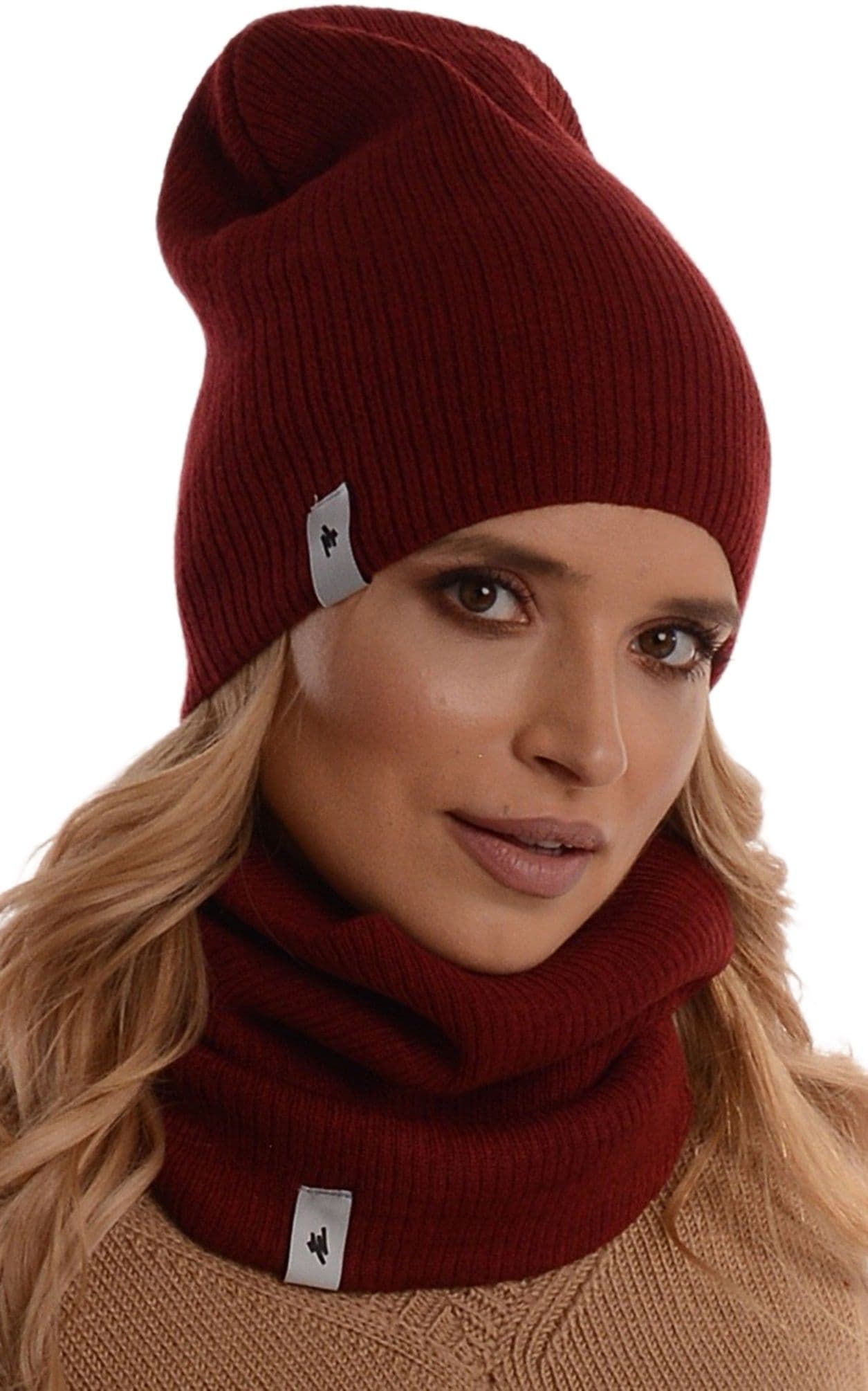 Ciepły Zestaw damski CZAPKA Z KOMINEM na zimę POLSKI komplet beanie tuba