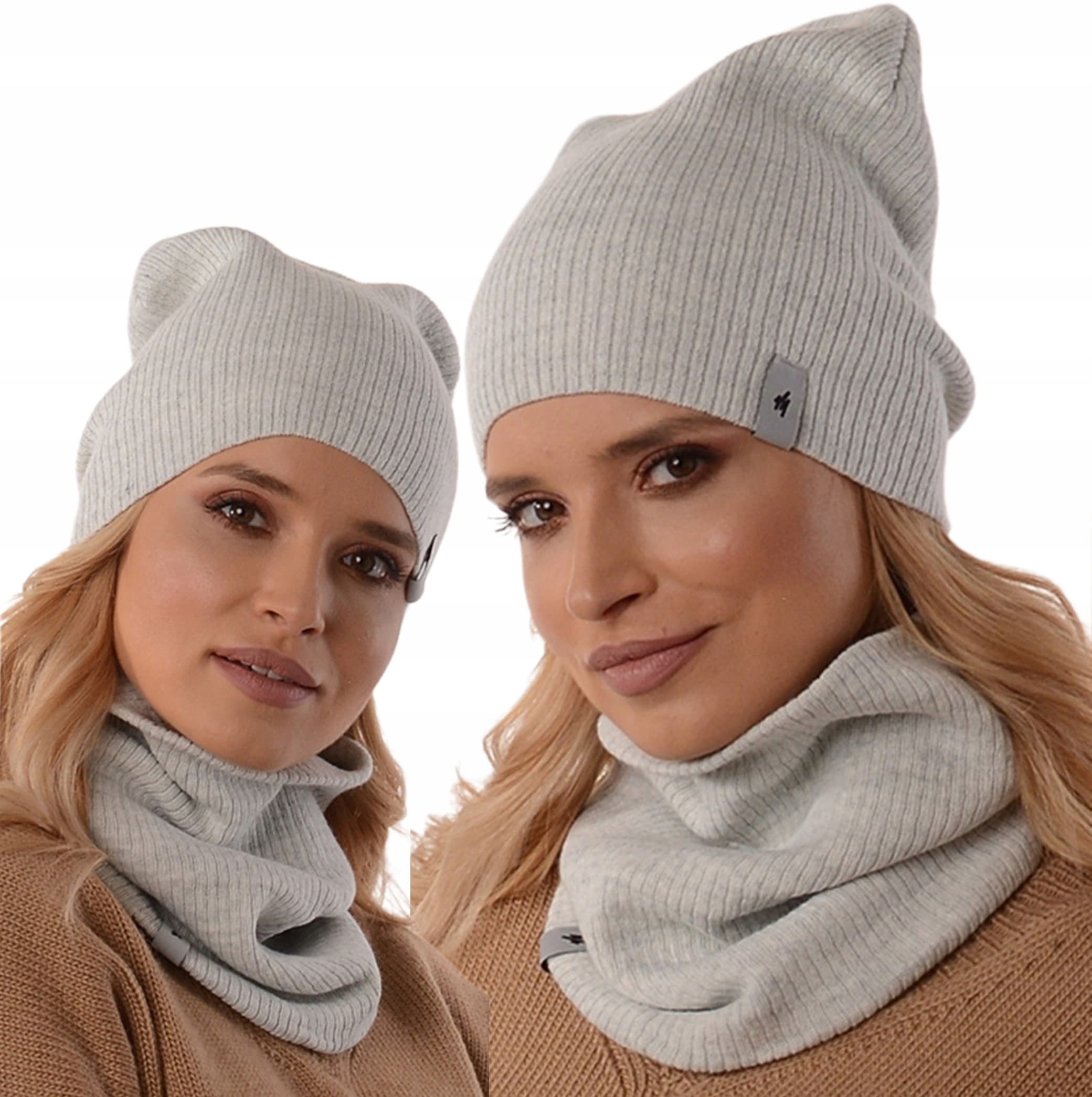 Damski Zestaw CZAPKA Z KOMINEM polski producenta szalik tuba beanie