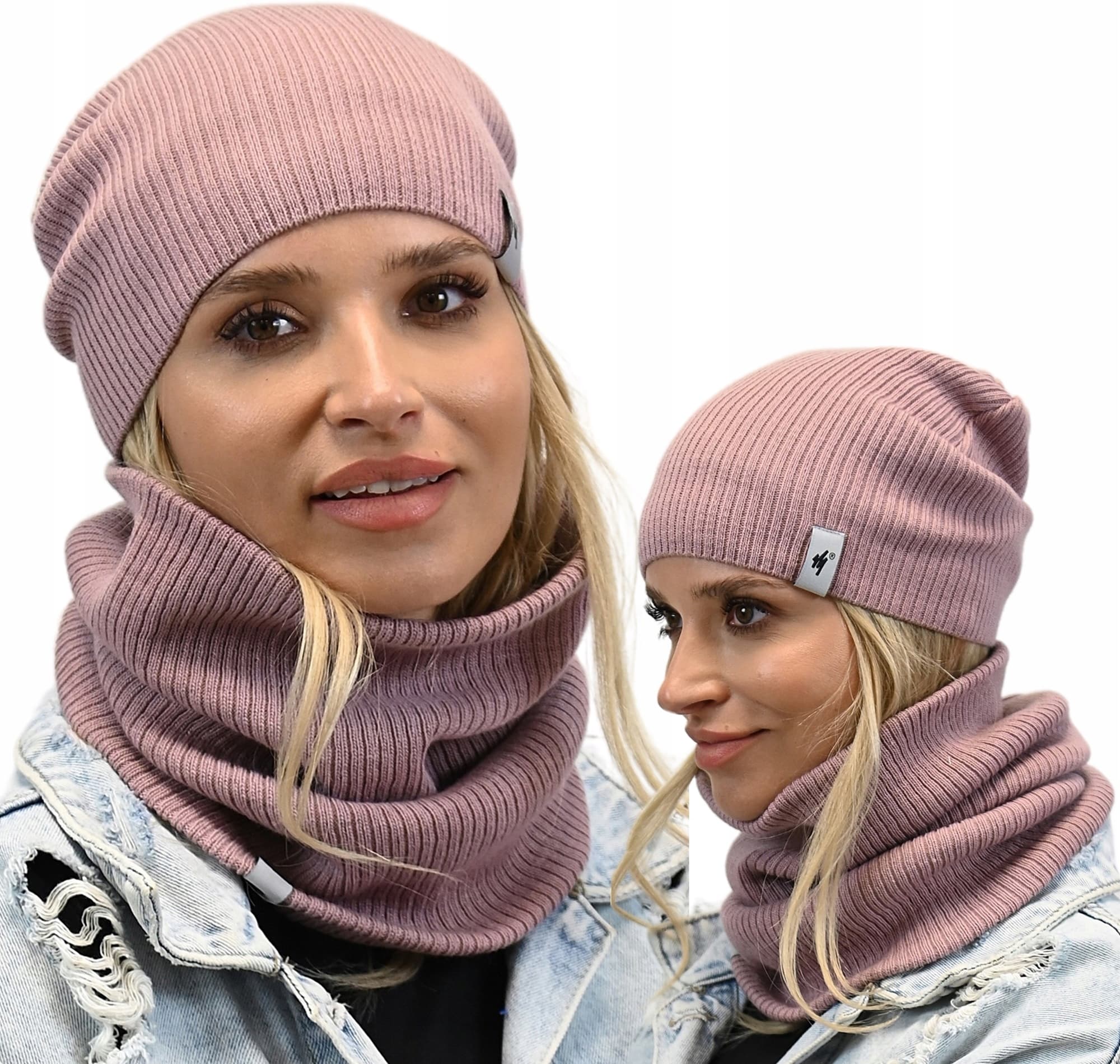 Damski Zestaw CZAPKA Z KOMINEM na zimę POLSKI komplet beanie tuba