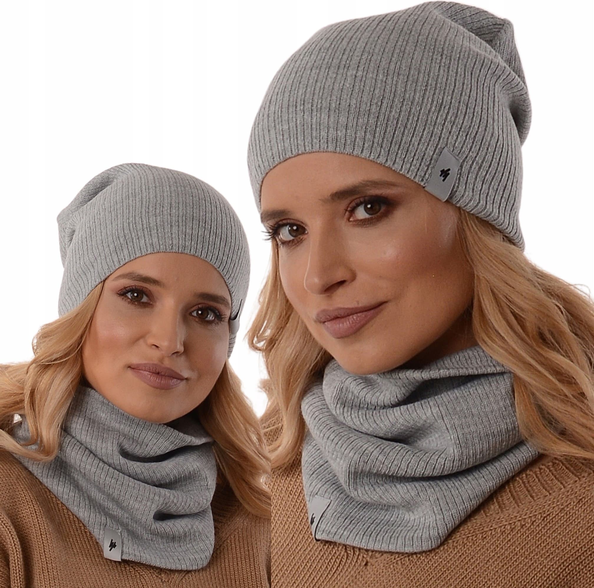 CZAPKA komplet zestaw damski KOMIN zimowy tuba beanie polski producent