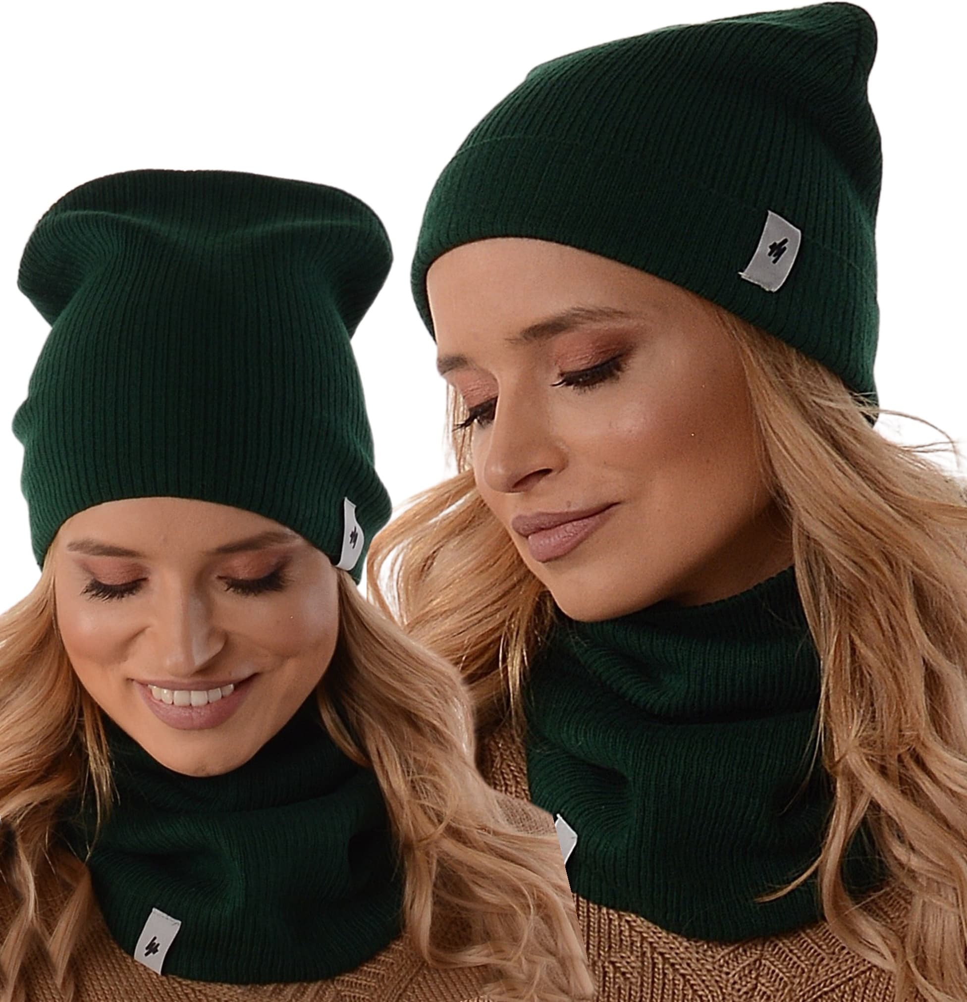 CZAPKA Z KOMINEM Damski KOMPLET polski producenta szalik tuba beanie